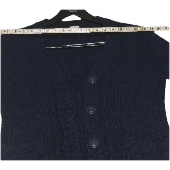 CAbi Cable Knit Navy Blue Cardigan Sweater Womens L Style 3882 - Picture 4 of 6